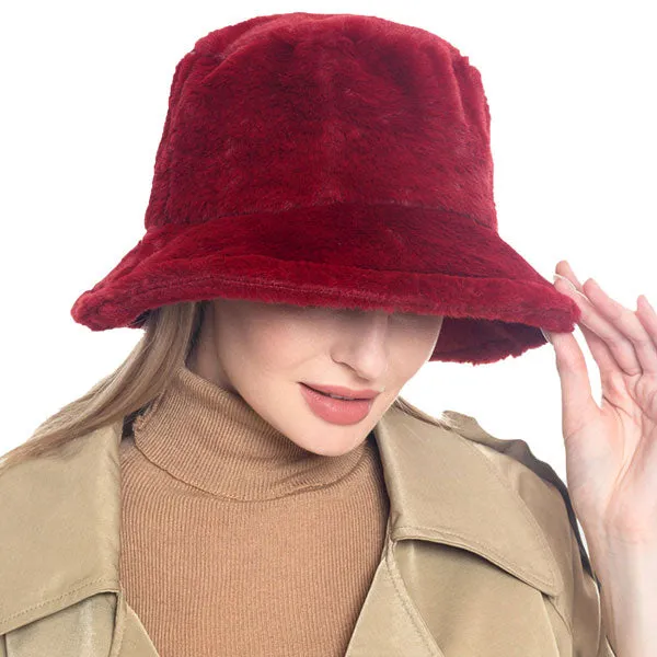 Trendy & Fashionable Winter Faux Fur Solid Bucket Hat