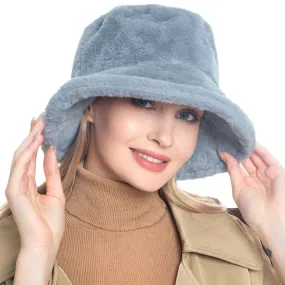 Trendy & Fashionable Winter Faux Fur Solid Bucket Hat