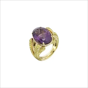 Triadra 18K Gold & Amethyst Ring with Diamonds