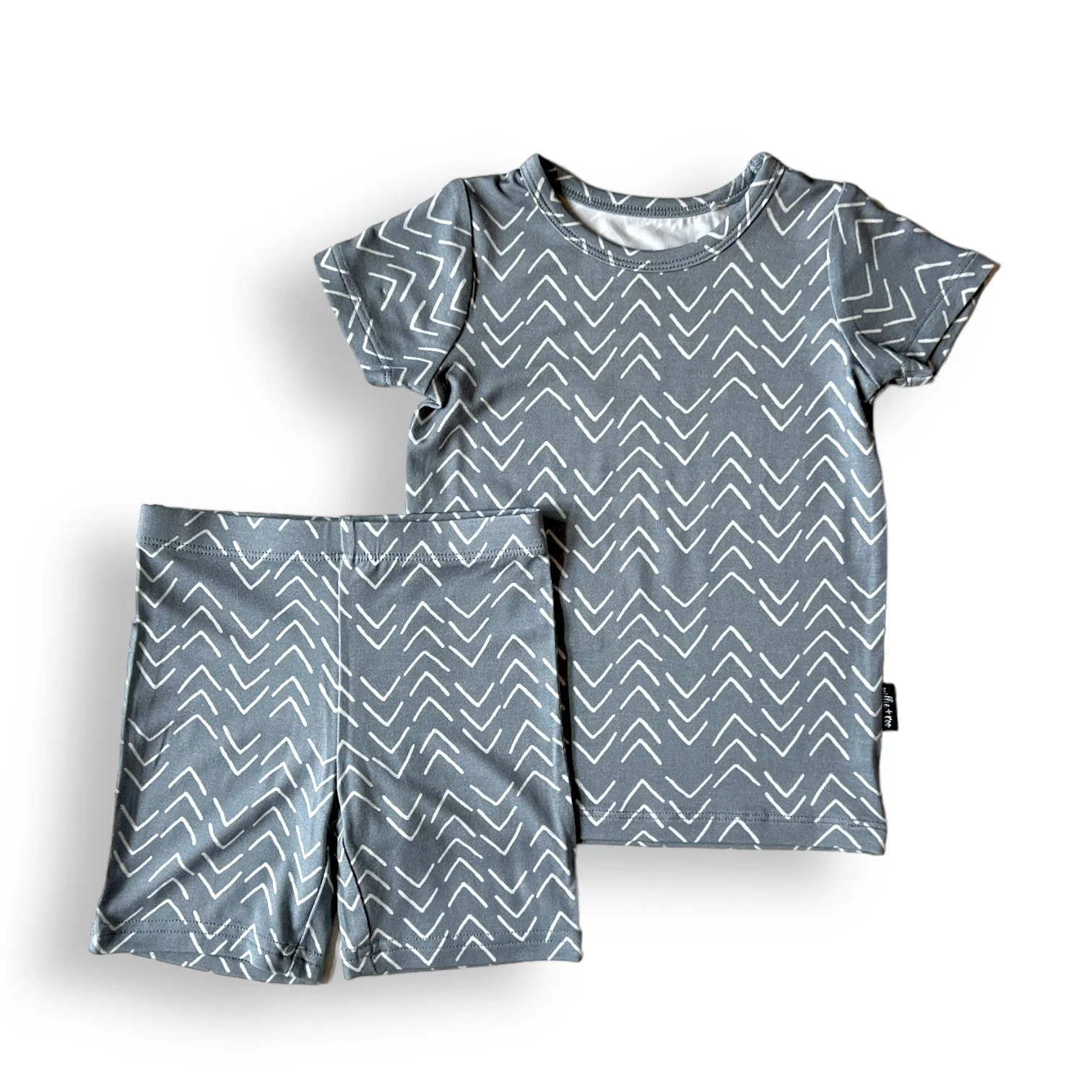 TWO PIECE SHORTIE SET- Blue Mud Cloth