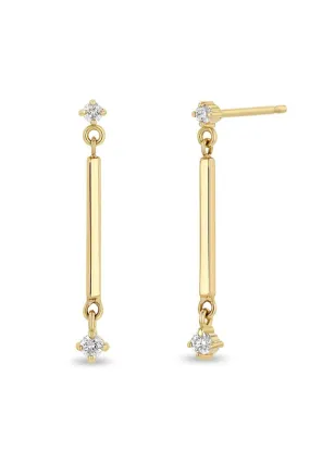 Two Prong Diamond Drop Earrings