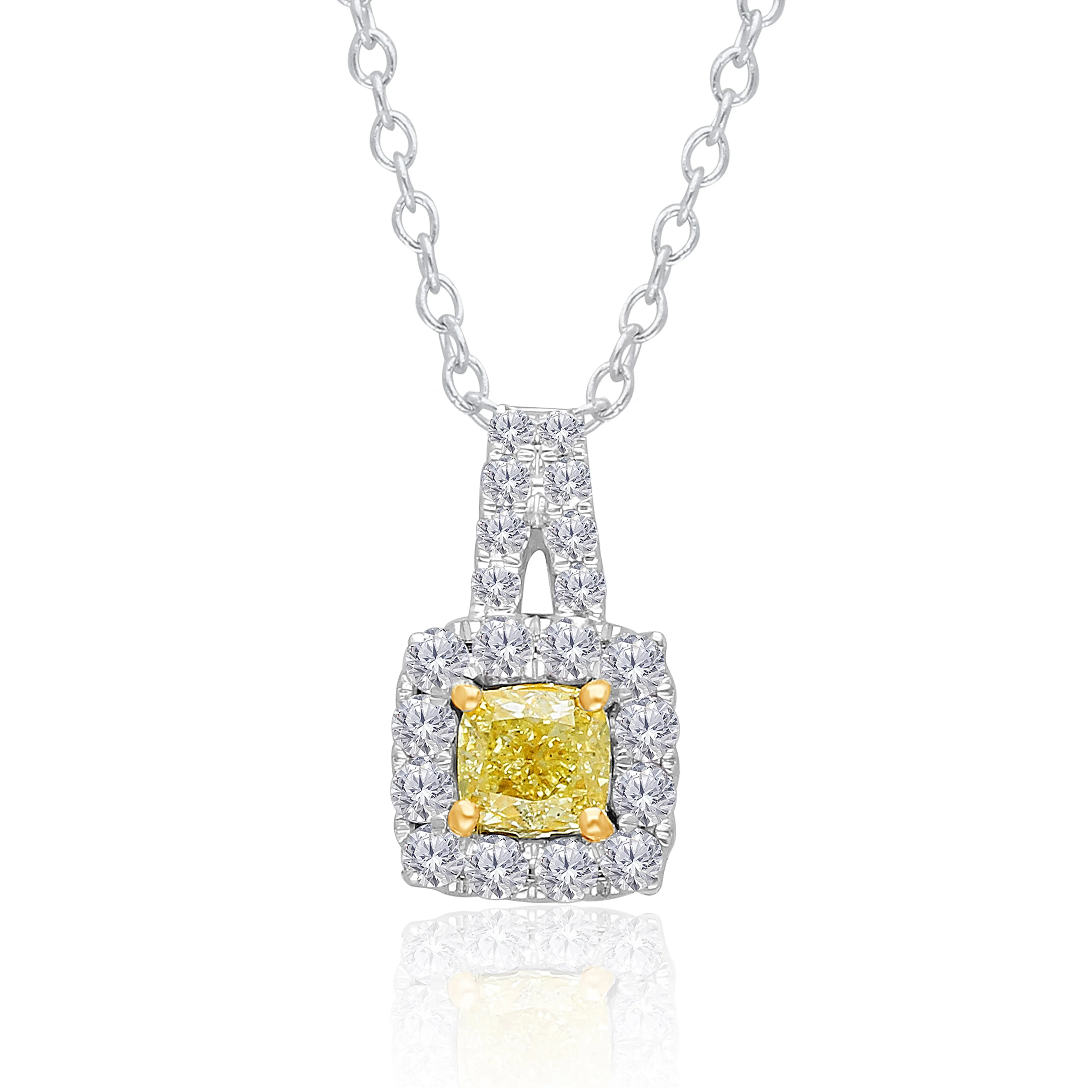 Two Tone Gold GIA Yellow & White Diamond Eternal Pendant