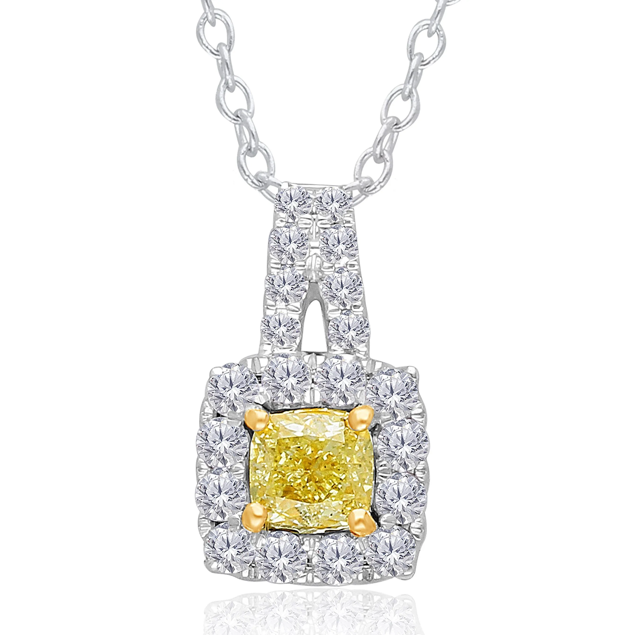 Two Tone Gold GIA Yellow & White Diamond Eternal Pendant