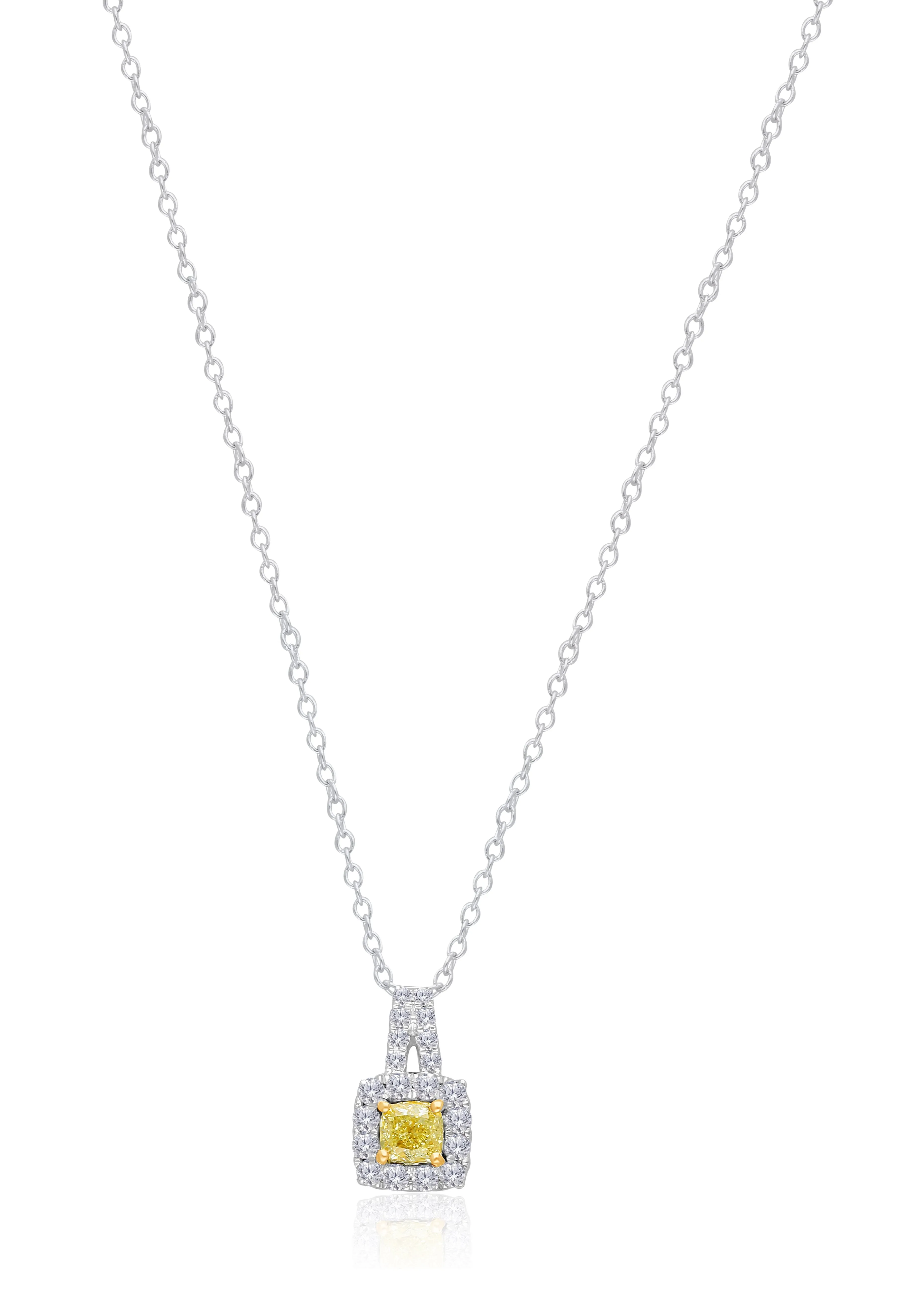 Two Tone Gold GIA Yellow & White Diamond Eternal Pendant