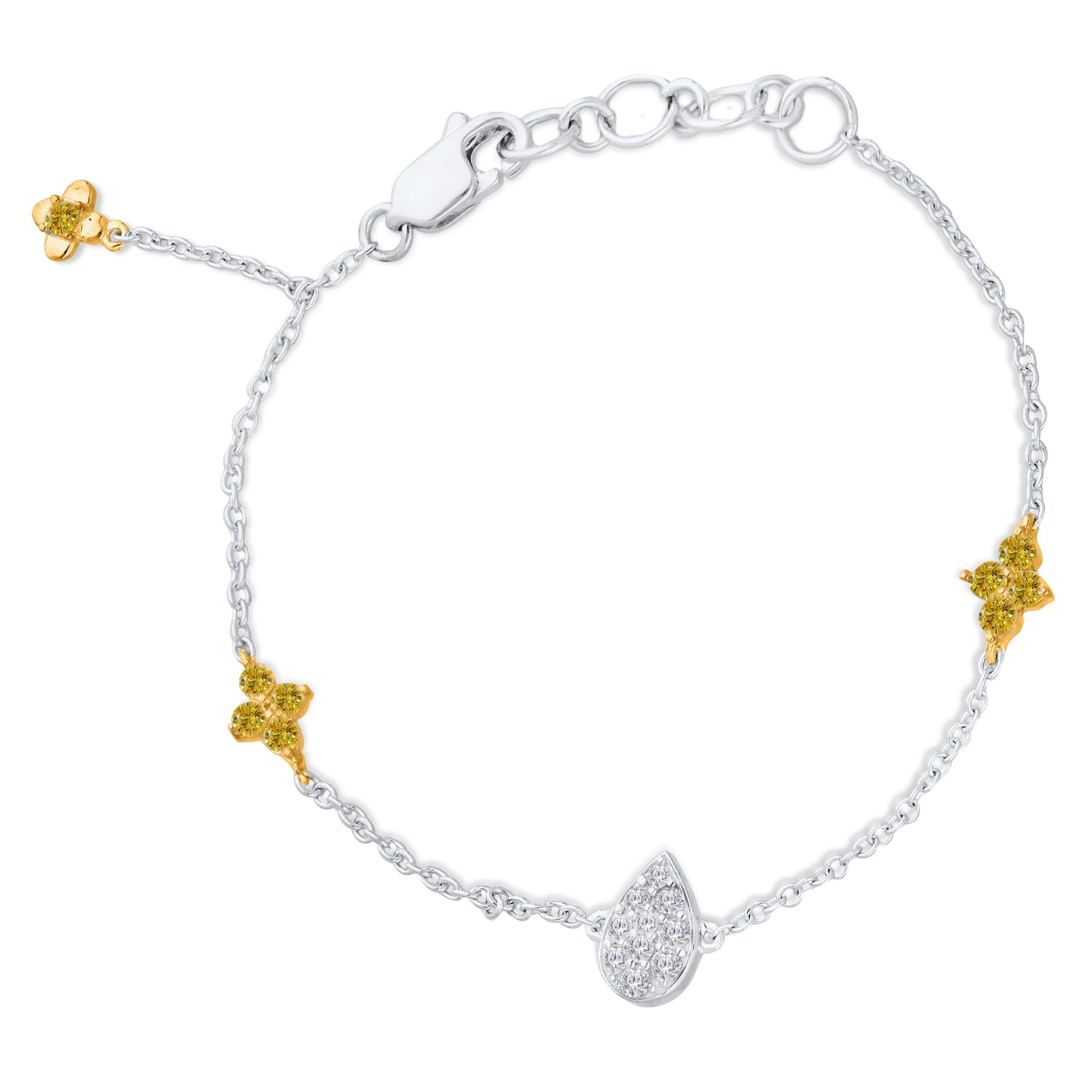 Two Tone Gold Yellow & White Diamond Eternal Baby Bracelet