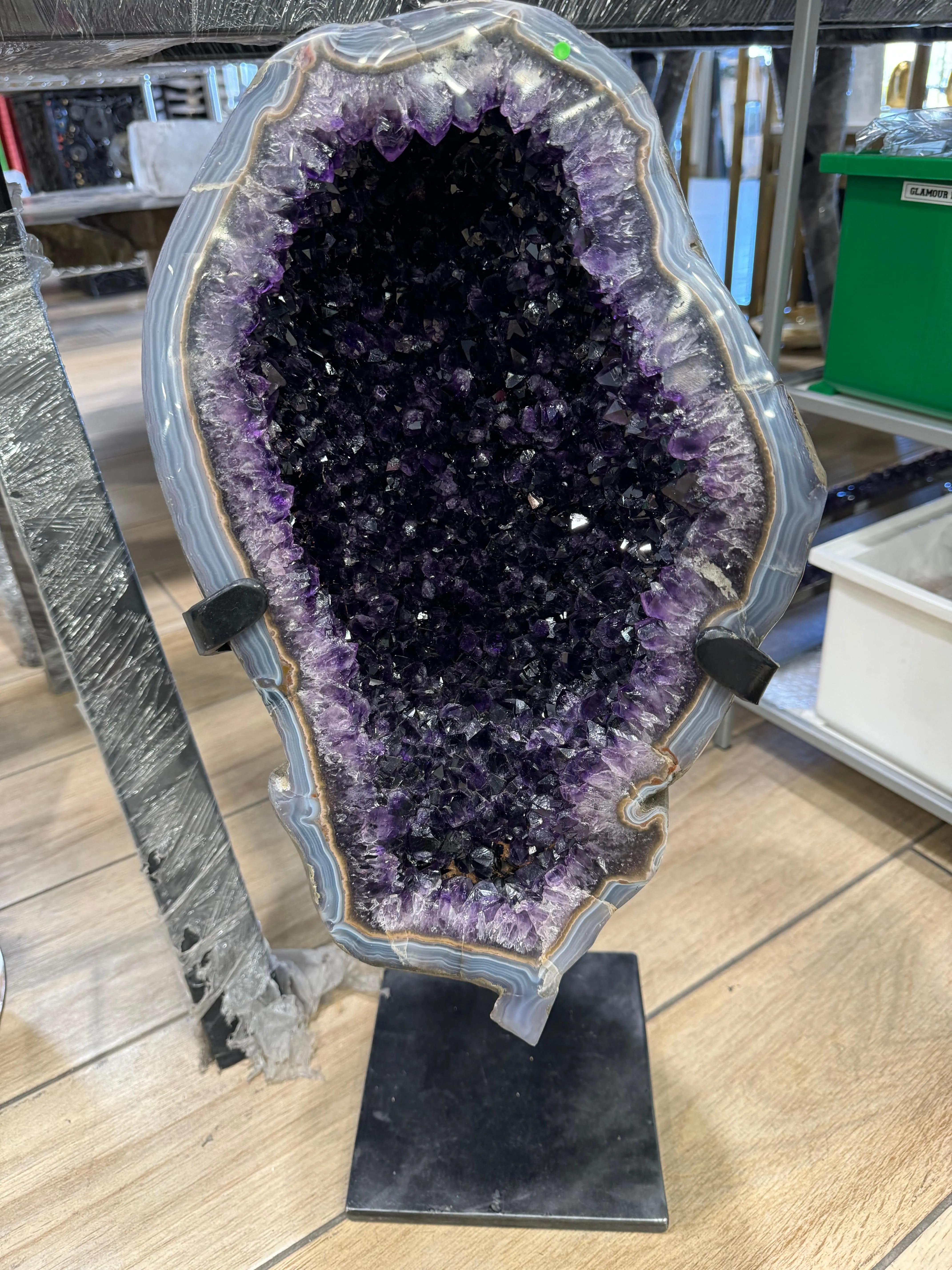 Uruguayan Amethyst Geode on Custom Stand - 26 / 55 lbs