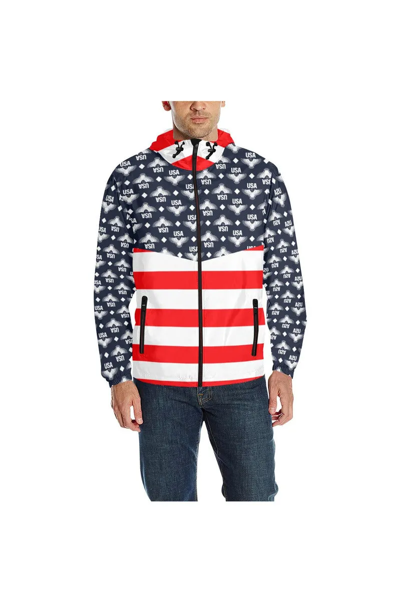 USA Eagle Striped Quilted Windbreaker