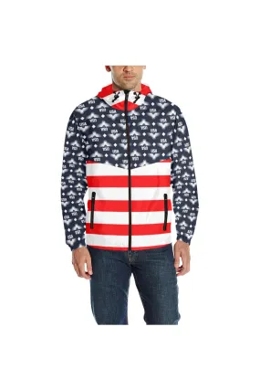 USA Eagle Striped Quilted Windbreaker