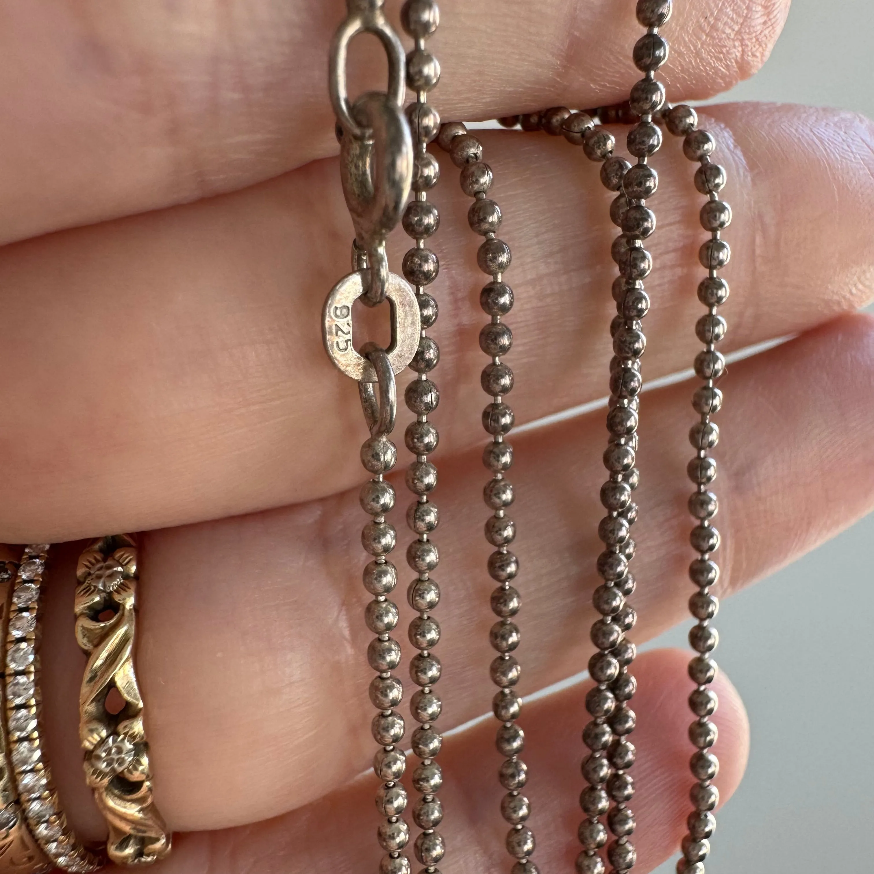 V I N T A G E // classic ball bead / sterling silver ball bead necklace chain / almost 20.25