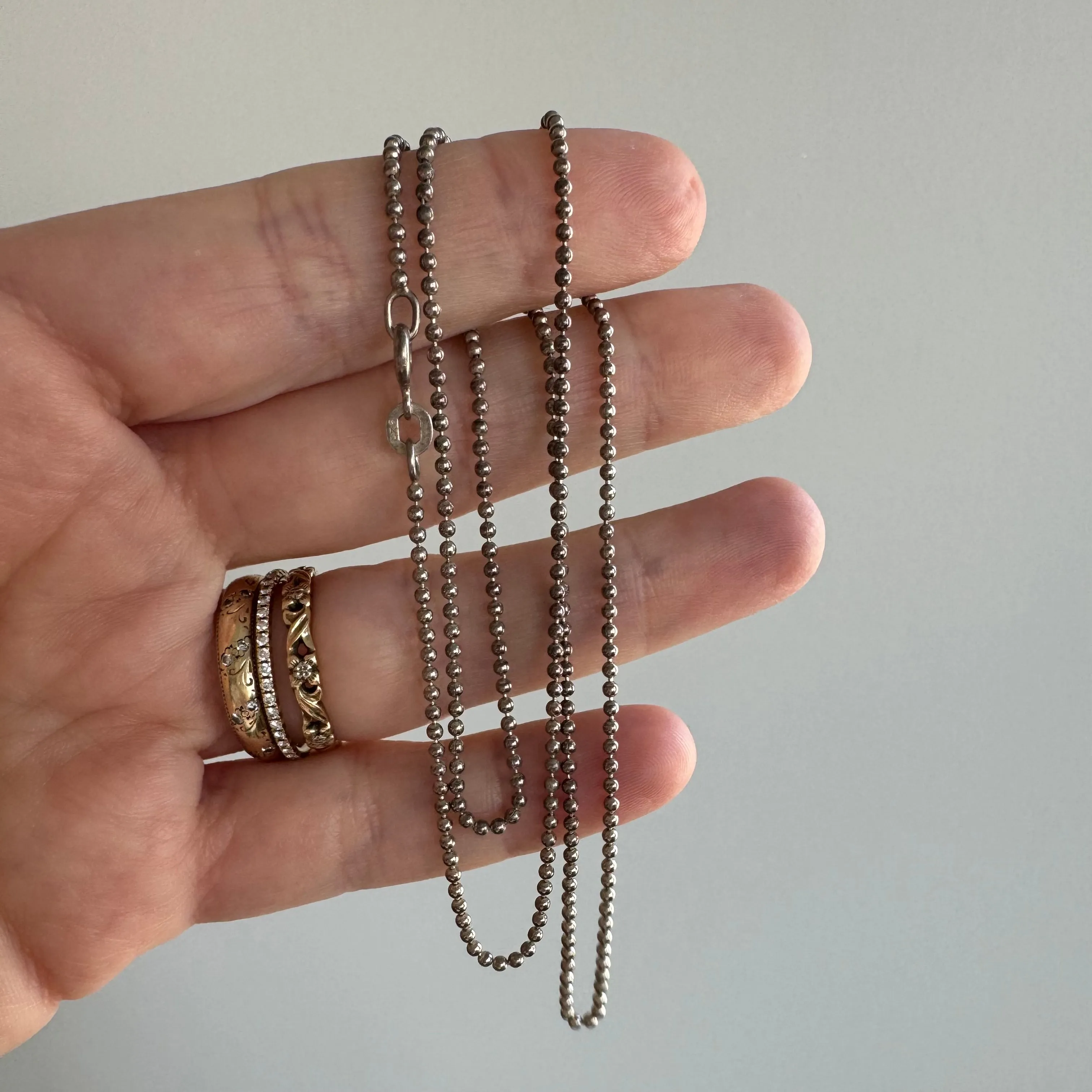 V I N T A G E // classic ball bead / sterling silver ball bead necklace chain / almost 20.25