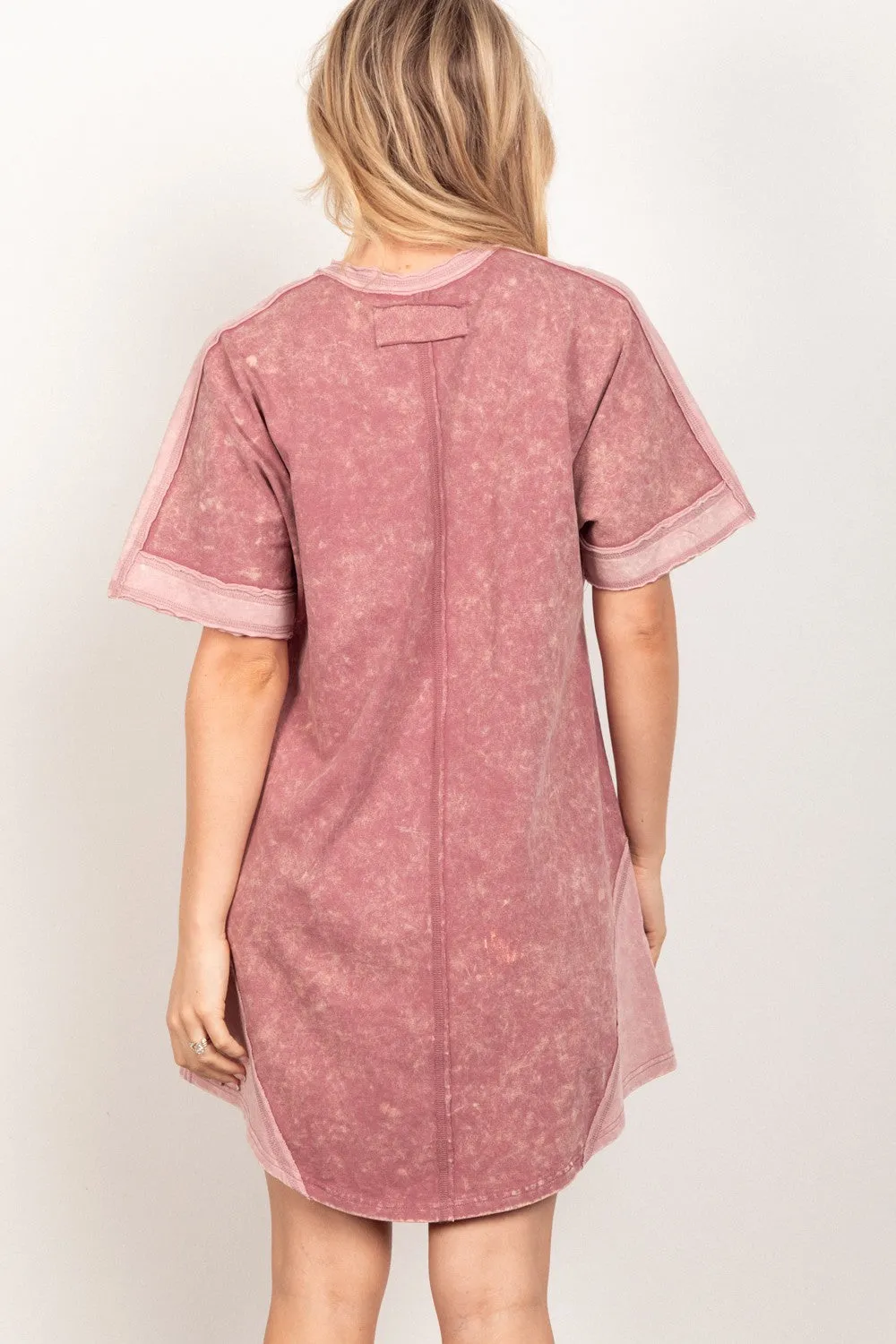 VERY J Short Sleeve V-Neck Tee Dress