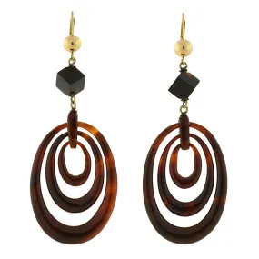 Victorian 14kt Tortoise Shell 3-Hoop Earrings