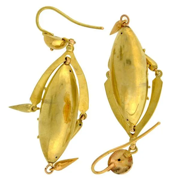 Victorian 14kt Yellow Gold Etruscan Drop Earrings