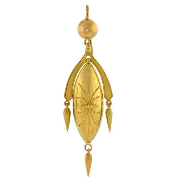 Victorian 14kt Yellow Gold Etruscan Drop Earrings