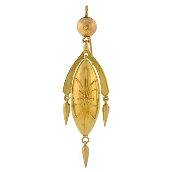 Victorian 14kt Yellow Gold Etruscan Drop Earrings