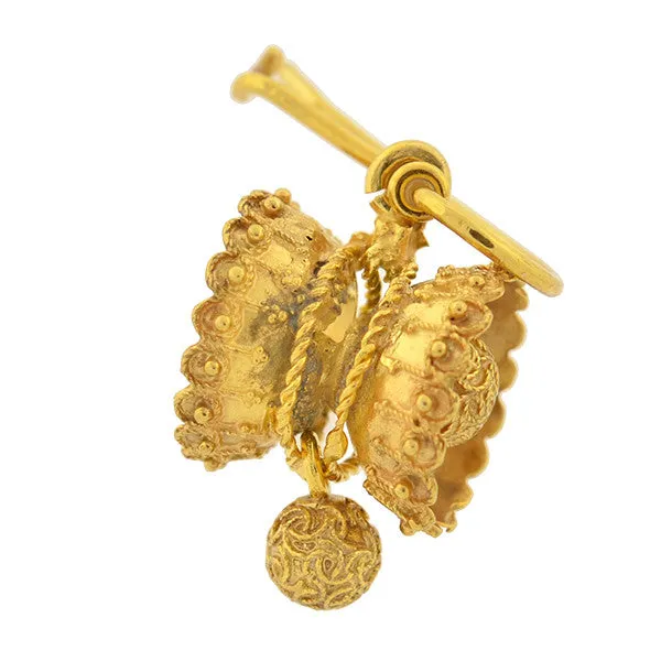 Victorian 15kt Yellow Gold Etruscan Earrings