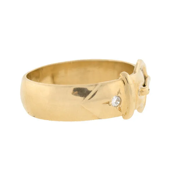 Victorian 9kt Gold Buckle Diamond Ring