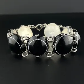 Victorian Silver Scottish Banded Agate Chain Bracelet