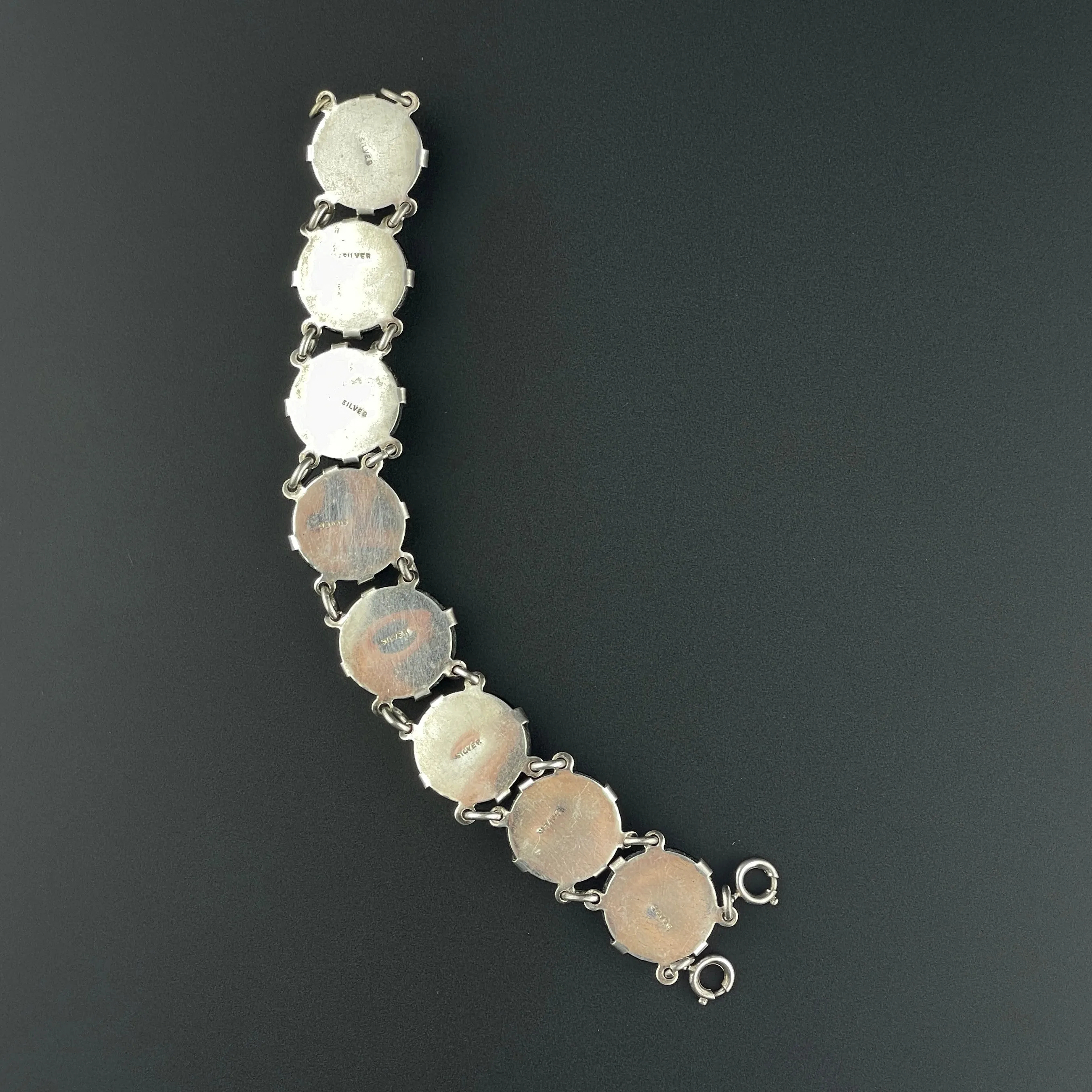 Victorian Silver Scottish Banded Agate Chain Bracelet