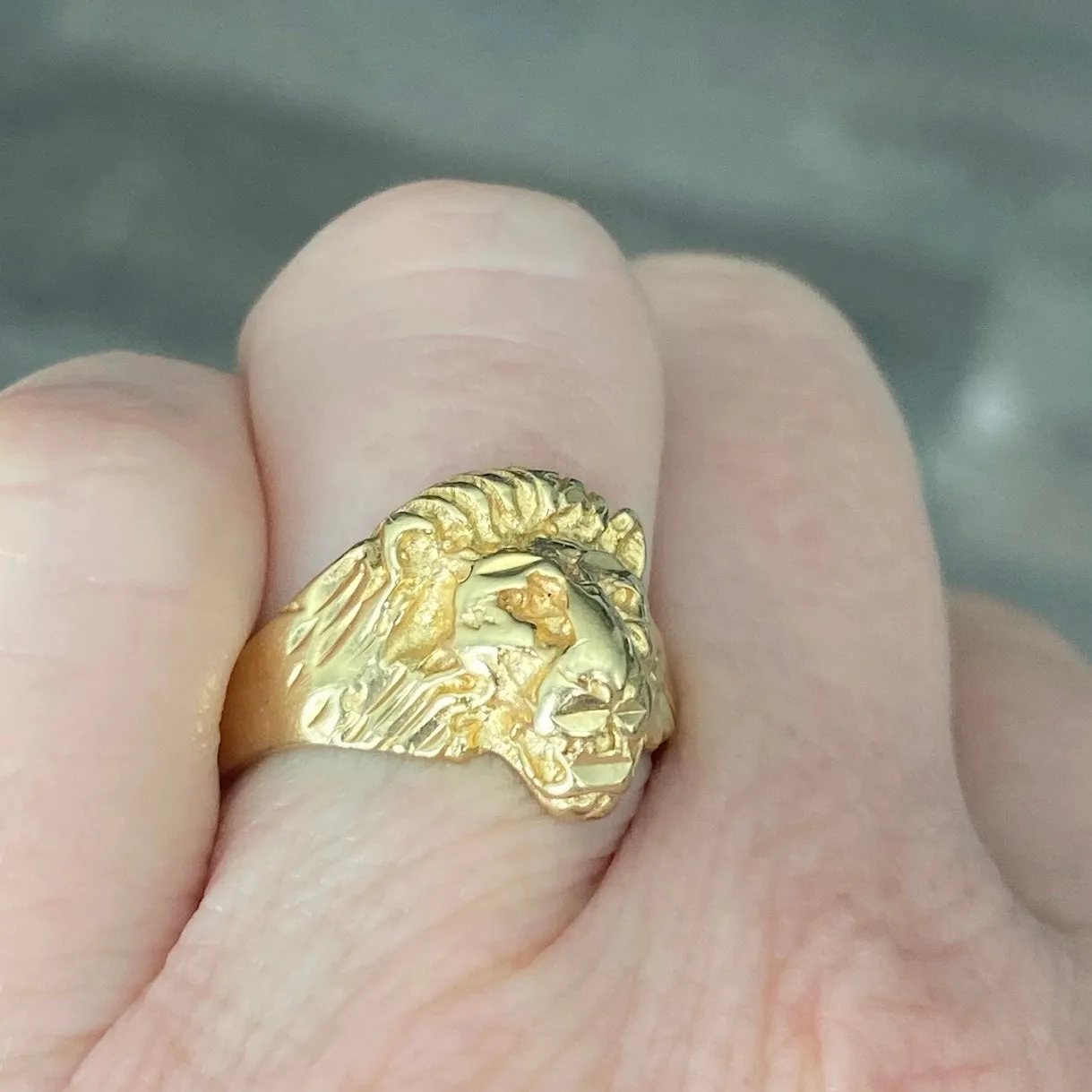 Vintage 14K Yellow Gold Lion Head Ring