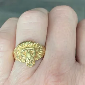 Vintage 14K Yellow Gold Lion Head Ring