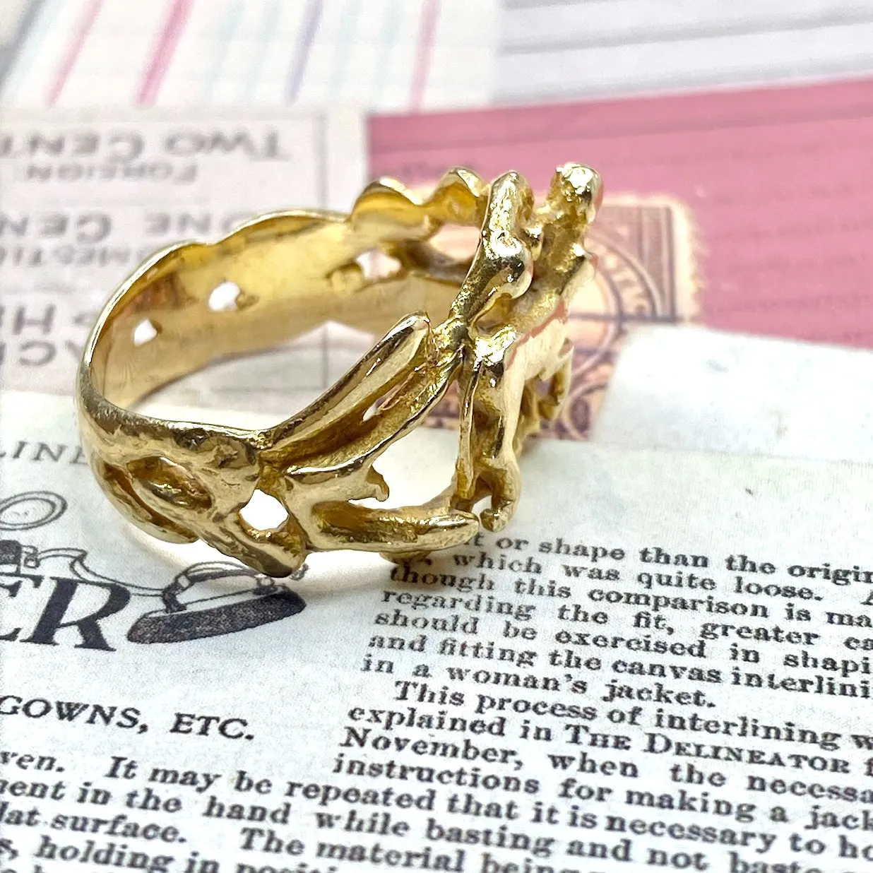 Vintage 14K Yellow Gold Zodiac Sagittarius Ring