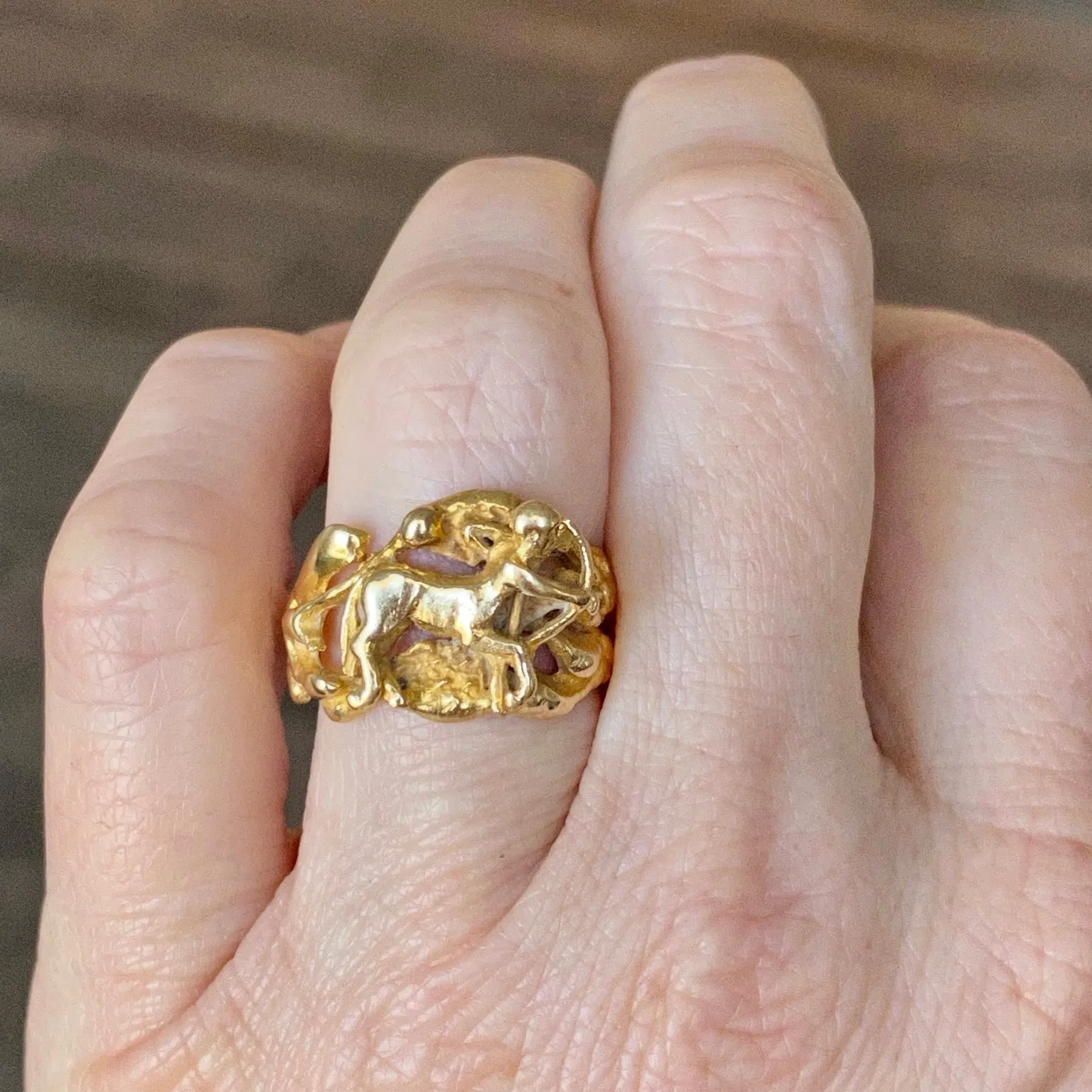 Vintage 14K Yellow Gold Zodiac Sagittarius Ring