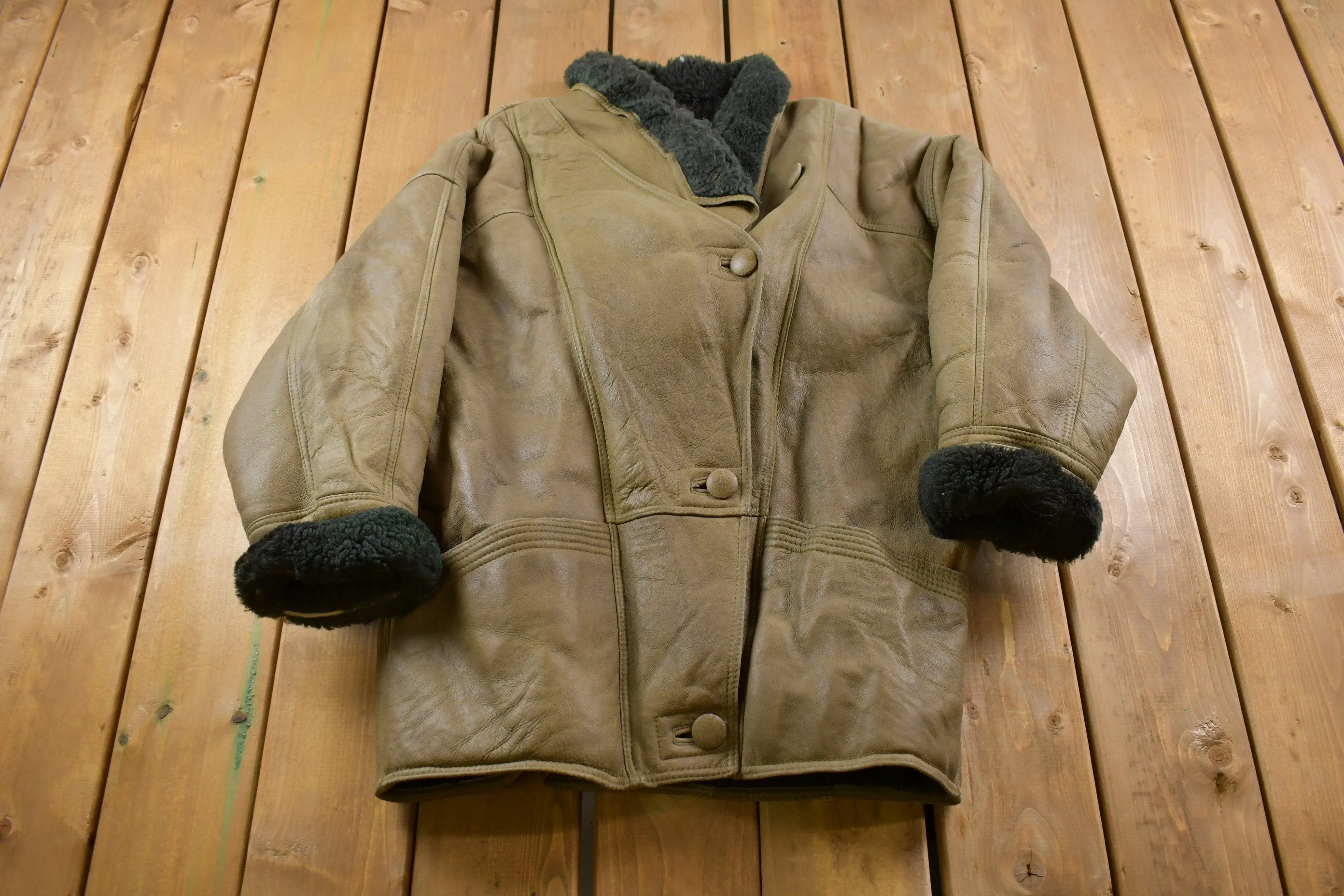 Vintage 1970s Original Shearling Leather Jacket / True Vintage / Winter Outerwear / Streetwear Fashion / Vintage Shearling / Made In USA