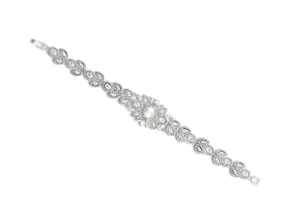 Vintage Inspired CZ Pearl Wedding Bracelet