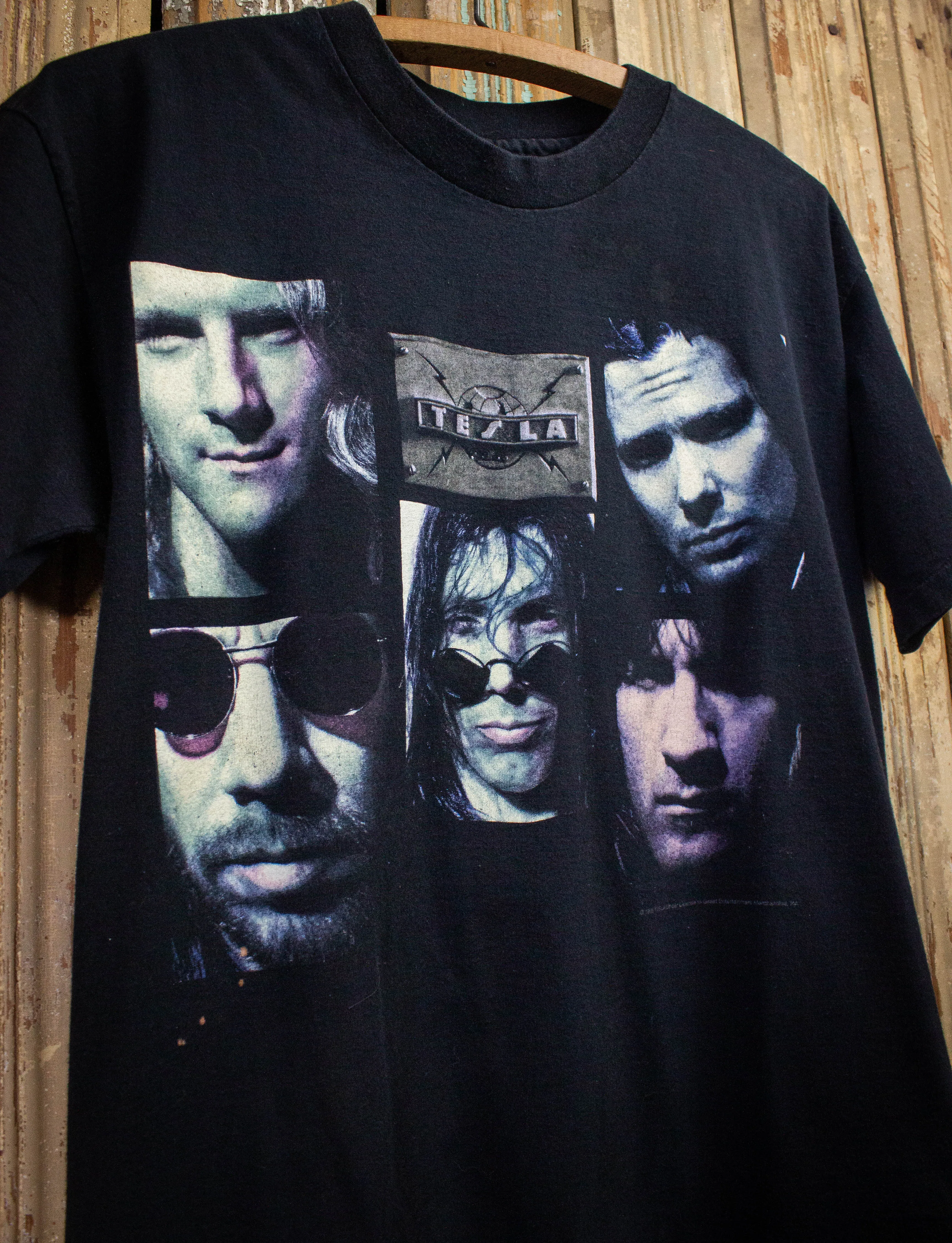 Vintage Tesla Bust A Nut Concert T Shirt 1995 Black Medium