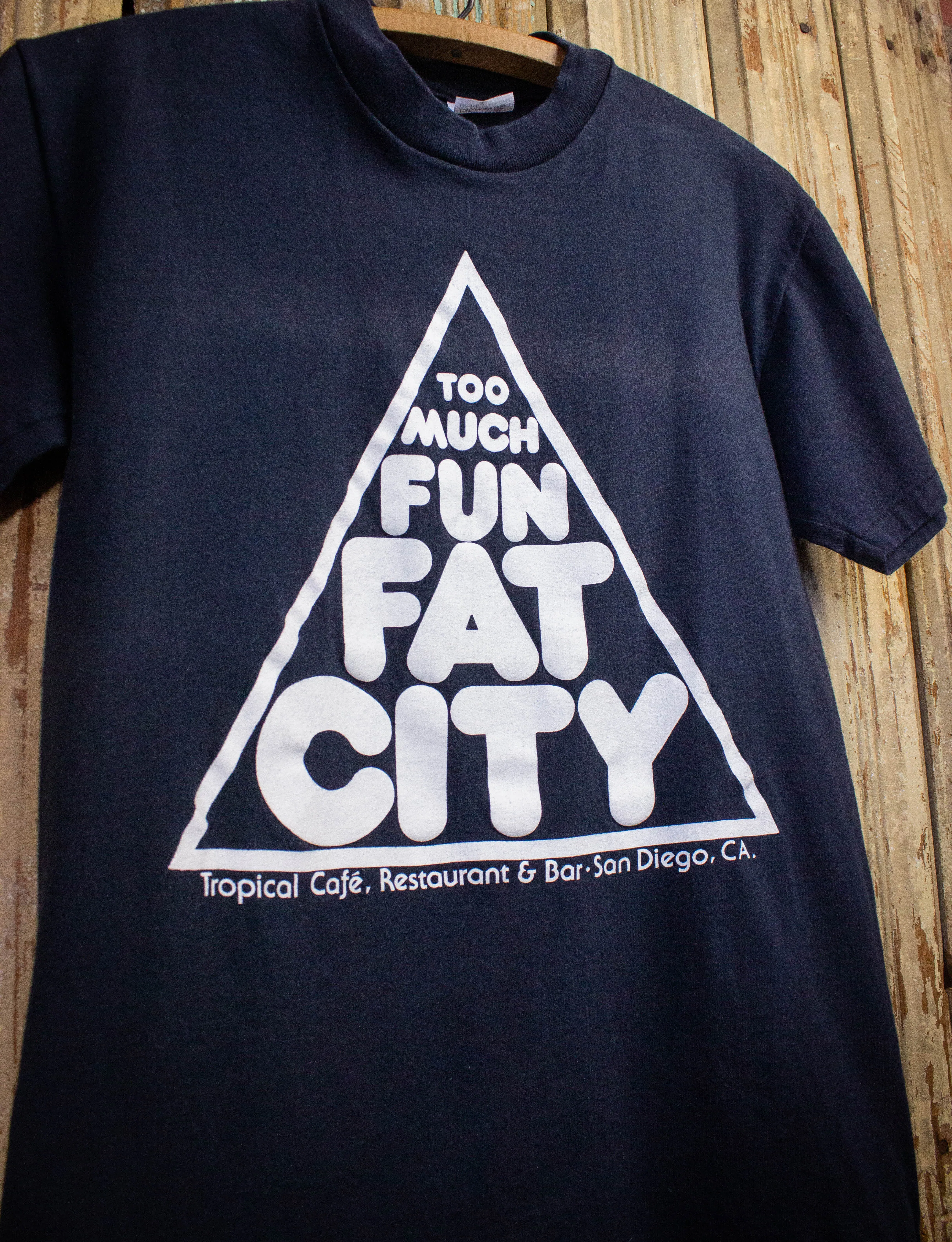 Vintage Too Much Fun Fat City Graphic T Shirt 90s Black Small/Medium