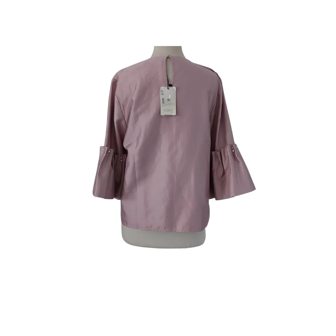 Voir Lilac Satin Pearl Bell-sleeves Blouse | Brand New |