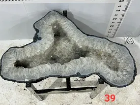 White Amethyst Quartz Geode Table from Brazil on Custom Stand - 34 / 184 lbs