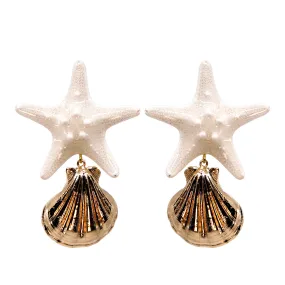 WHITE STARFISH EARRINGS