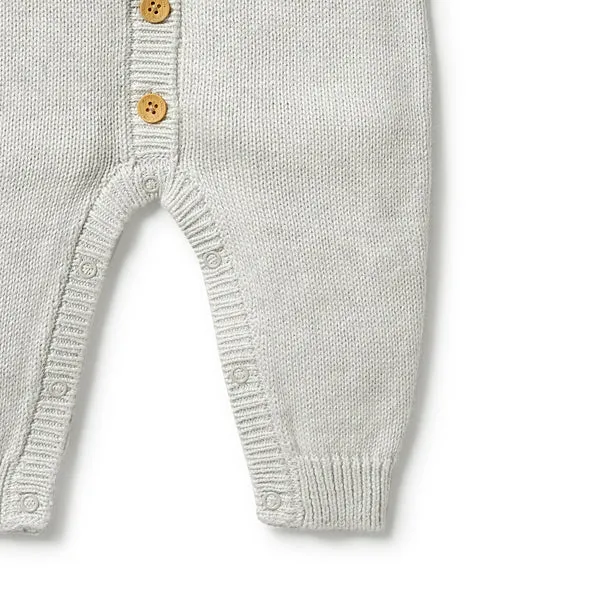 Wilson & Frenchy Knitted Button Growsuit - Grey Melange