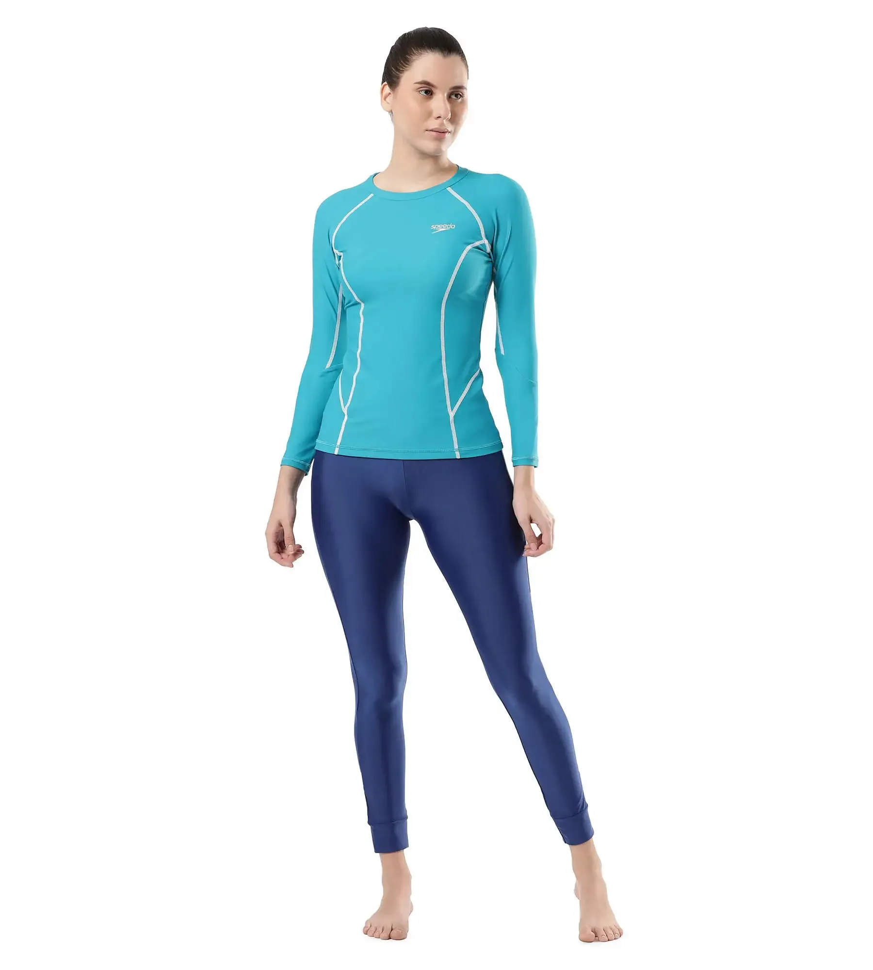 Women's Endurance Solid Long Sleeve Suntop - Aquarium  &  White