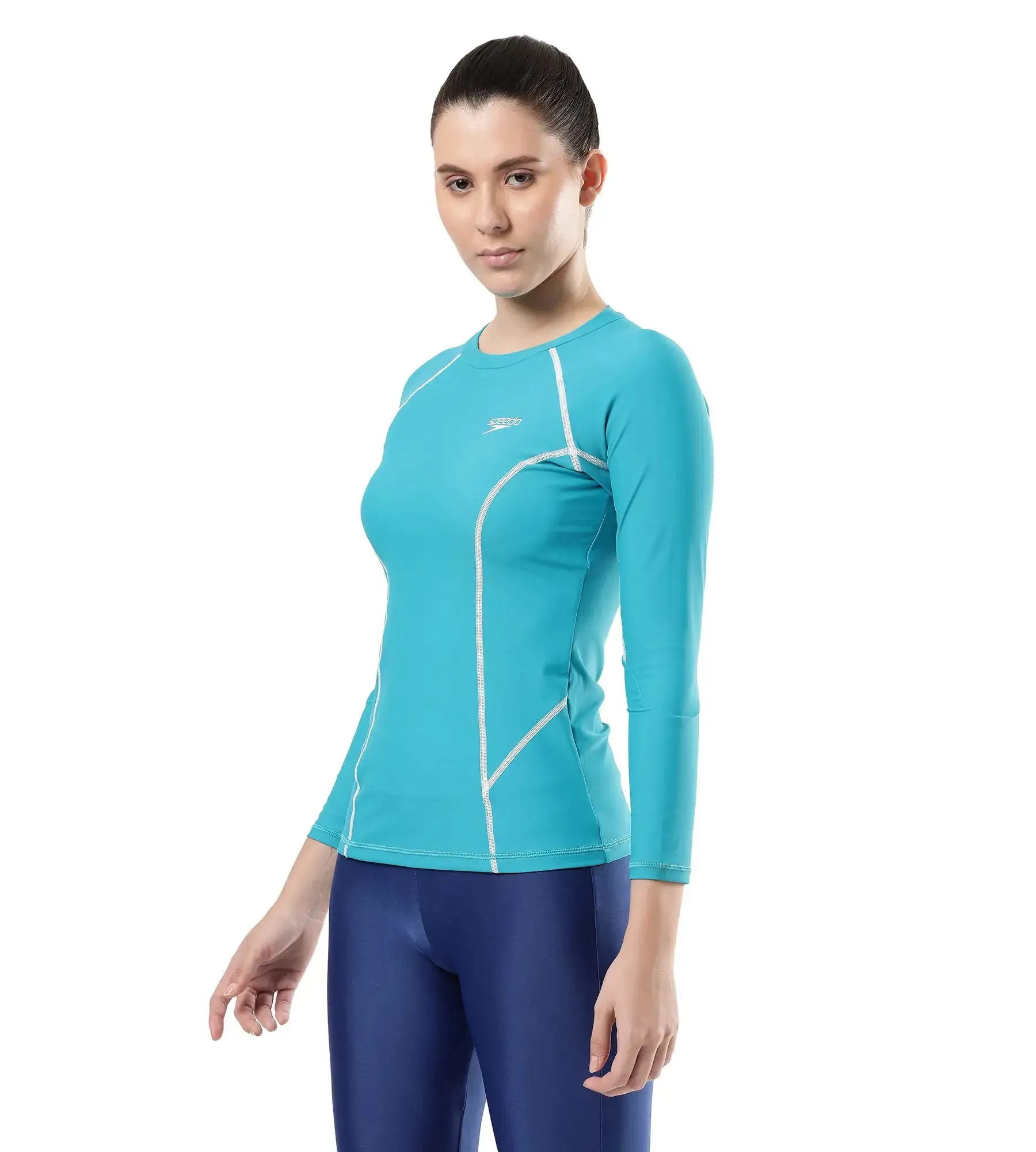 Women's Endurance Solid Long Sleeve Suntop - Aquarium  &  White