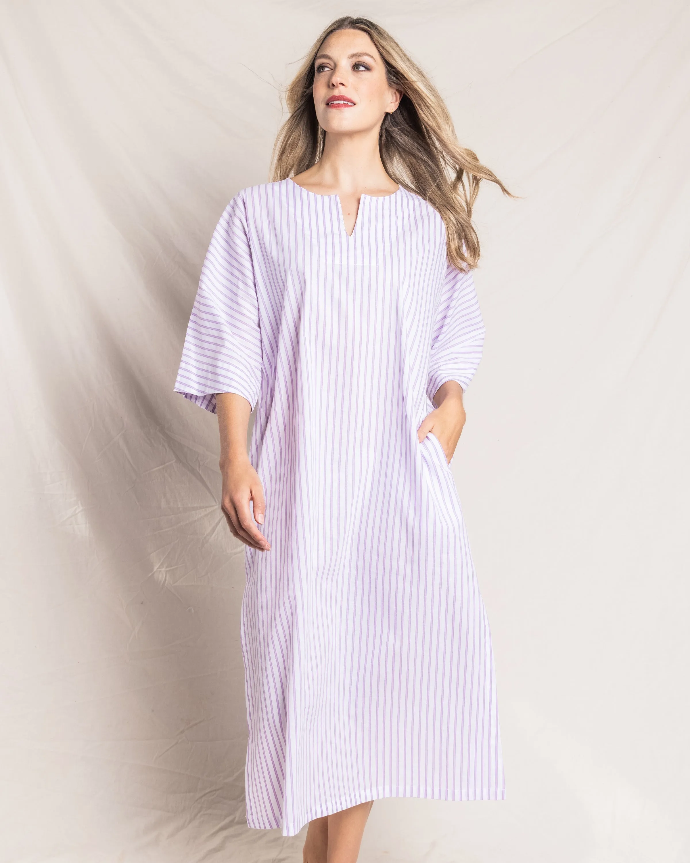 Women's Lavender French Ticking Caftan