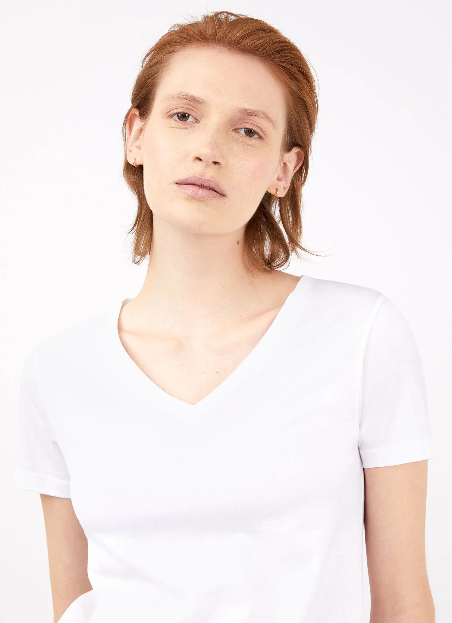 Women's V-neck T-shirt in White