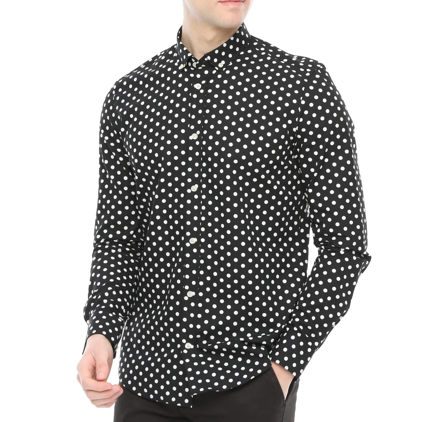 Xact Mens Polka Dot Shirt - Long Sleeved Mod Vintage