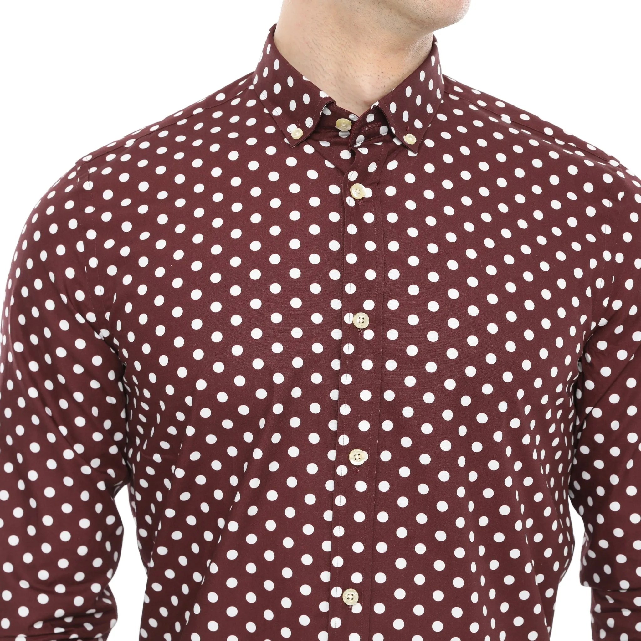 Xact Mens Polka Dot Shirt - Long Sleeved Mod Vintage