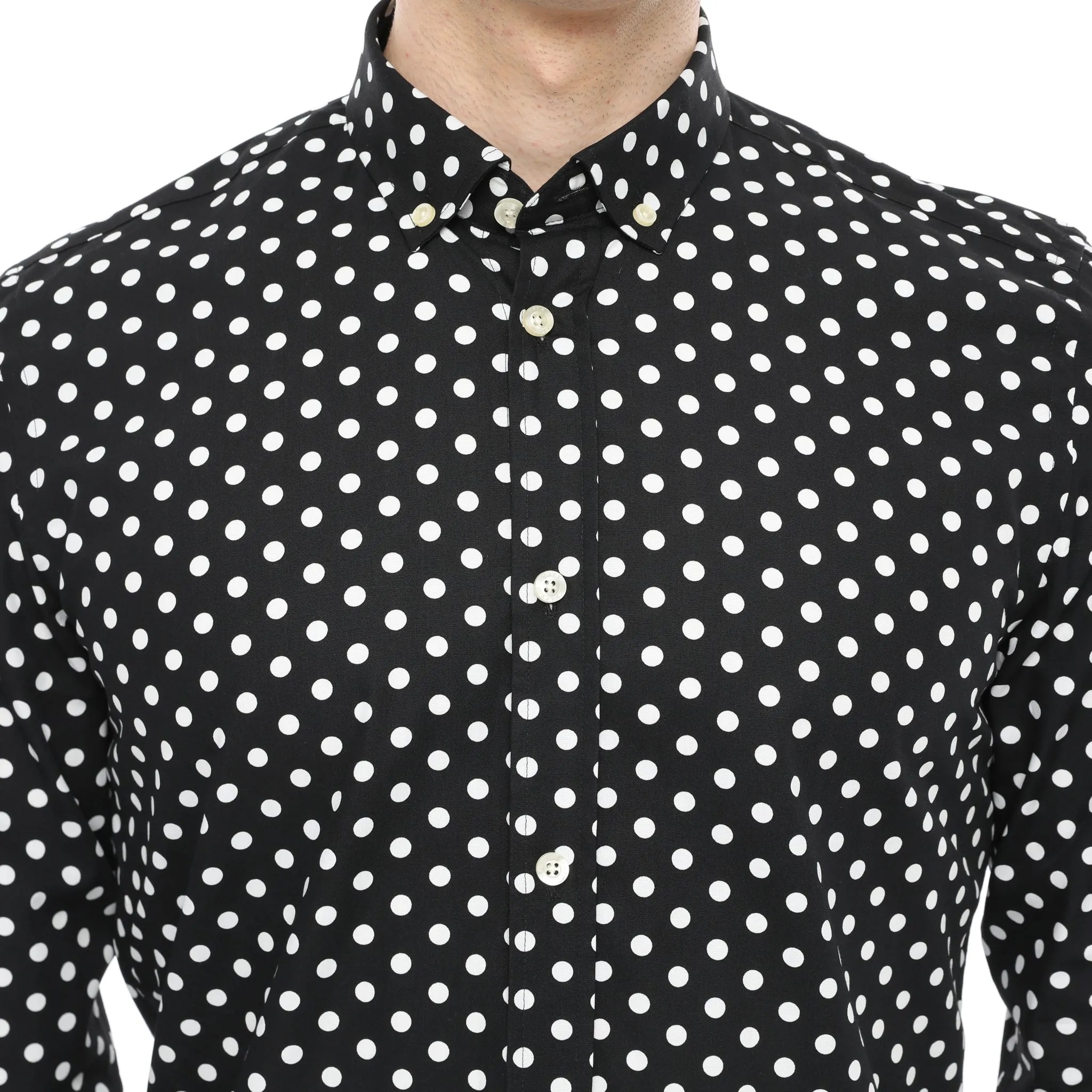 Xact Mens Polka Dot Shirt - Long Sleeved Mod Vintage