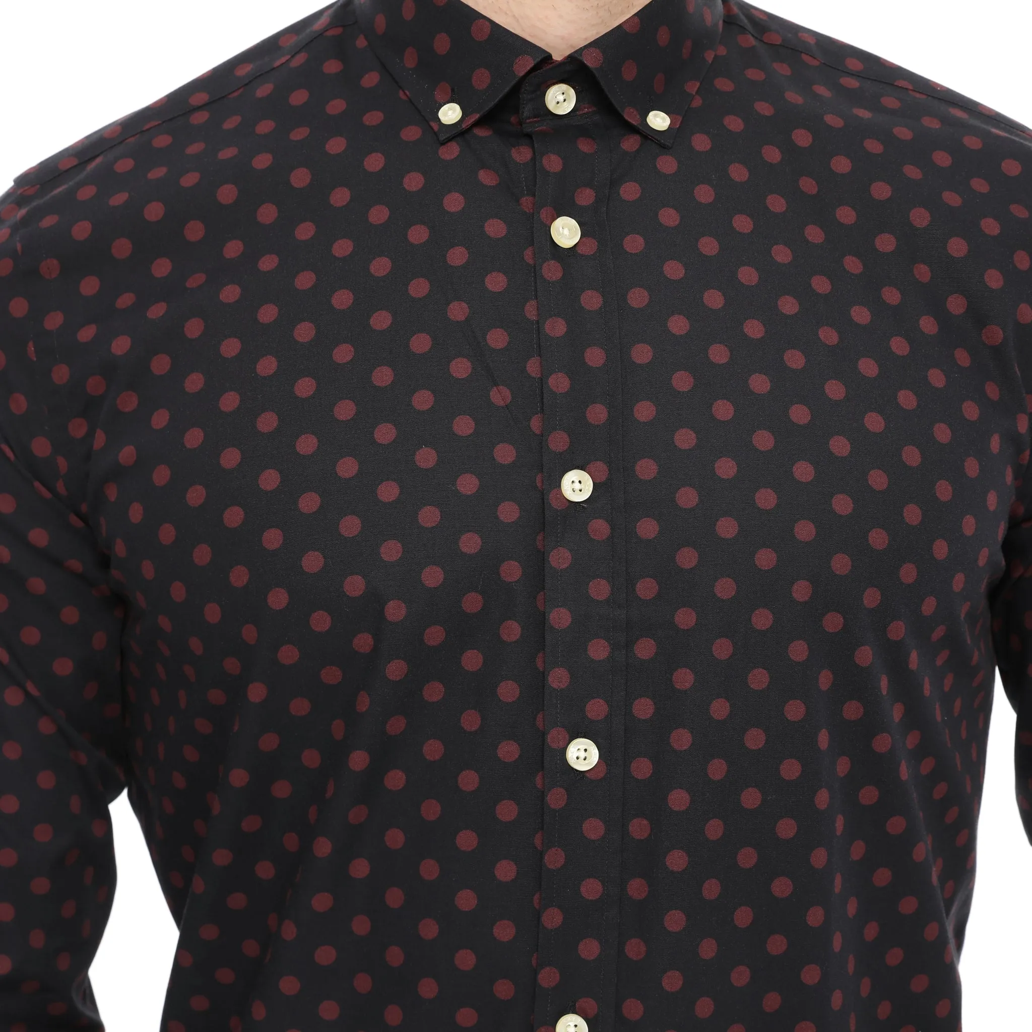 Xact Mens Polka Dot Shirt - Long Sleeved Mod Vintage