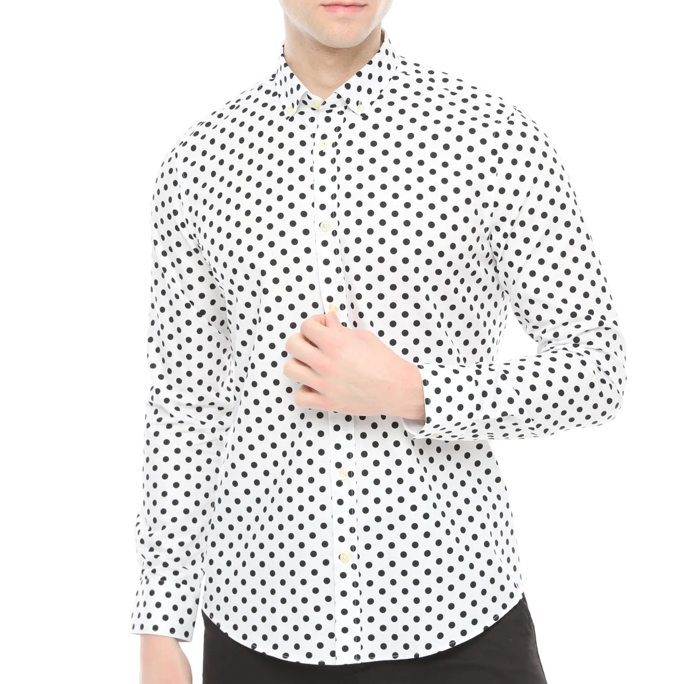 Xact Mens Polka Dot Shirt - Long Sleeved Mod Vintage