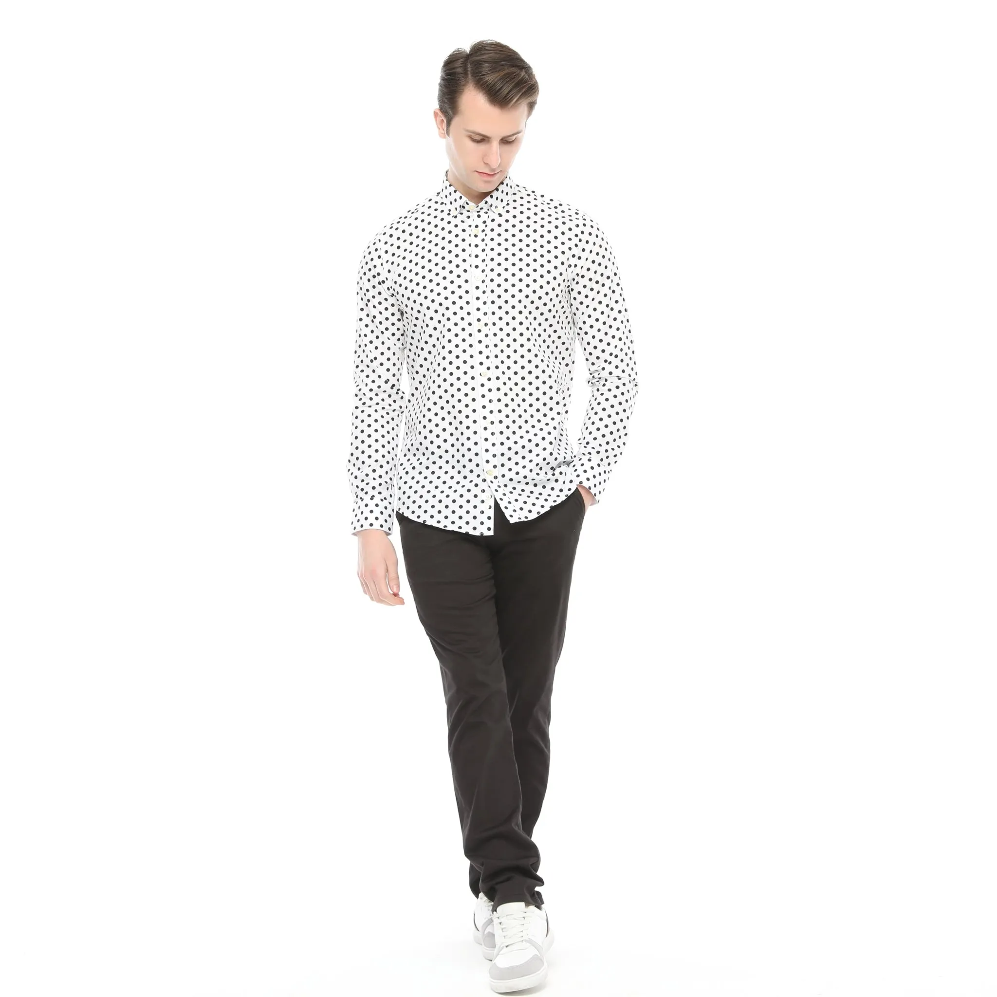 Xact Mens Polka Dot Shirt - Long Sleeved Mod Vintage