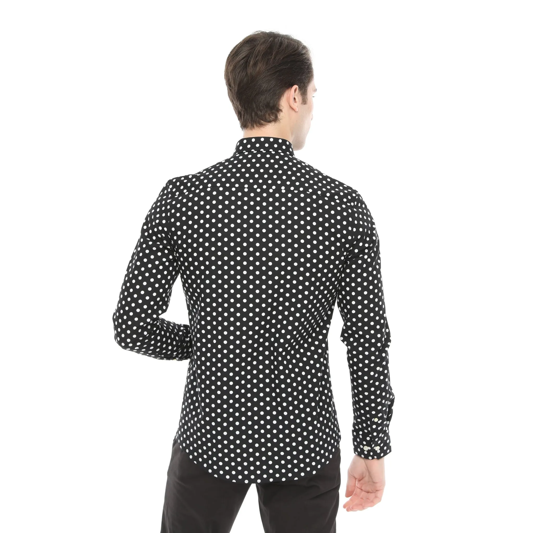 Xact Mens Polka Dot Shirt - Long Sleeved Mod Vintage