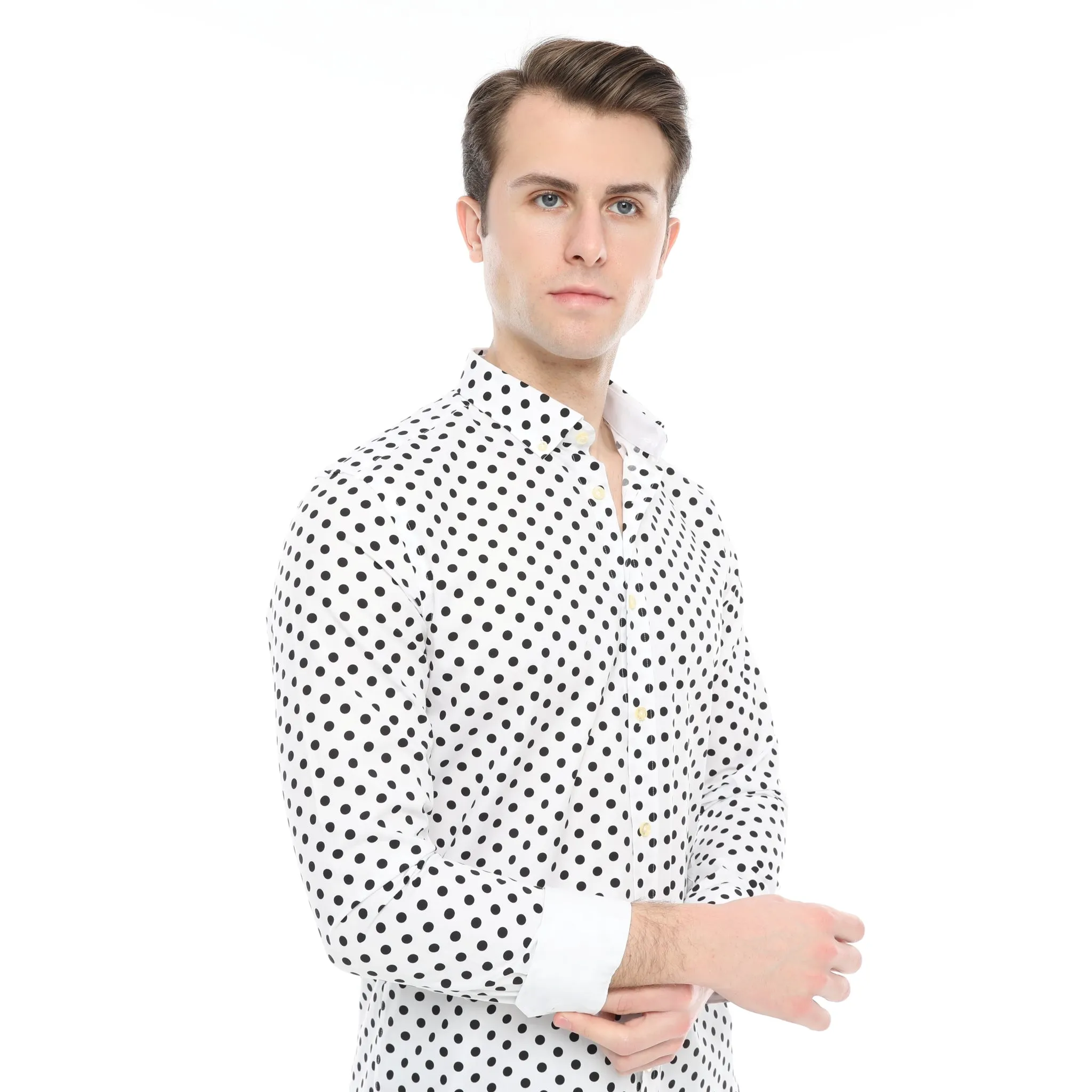 Xact Mens Polka Dot Shirt - Long Sleeved Mod Vintage