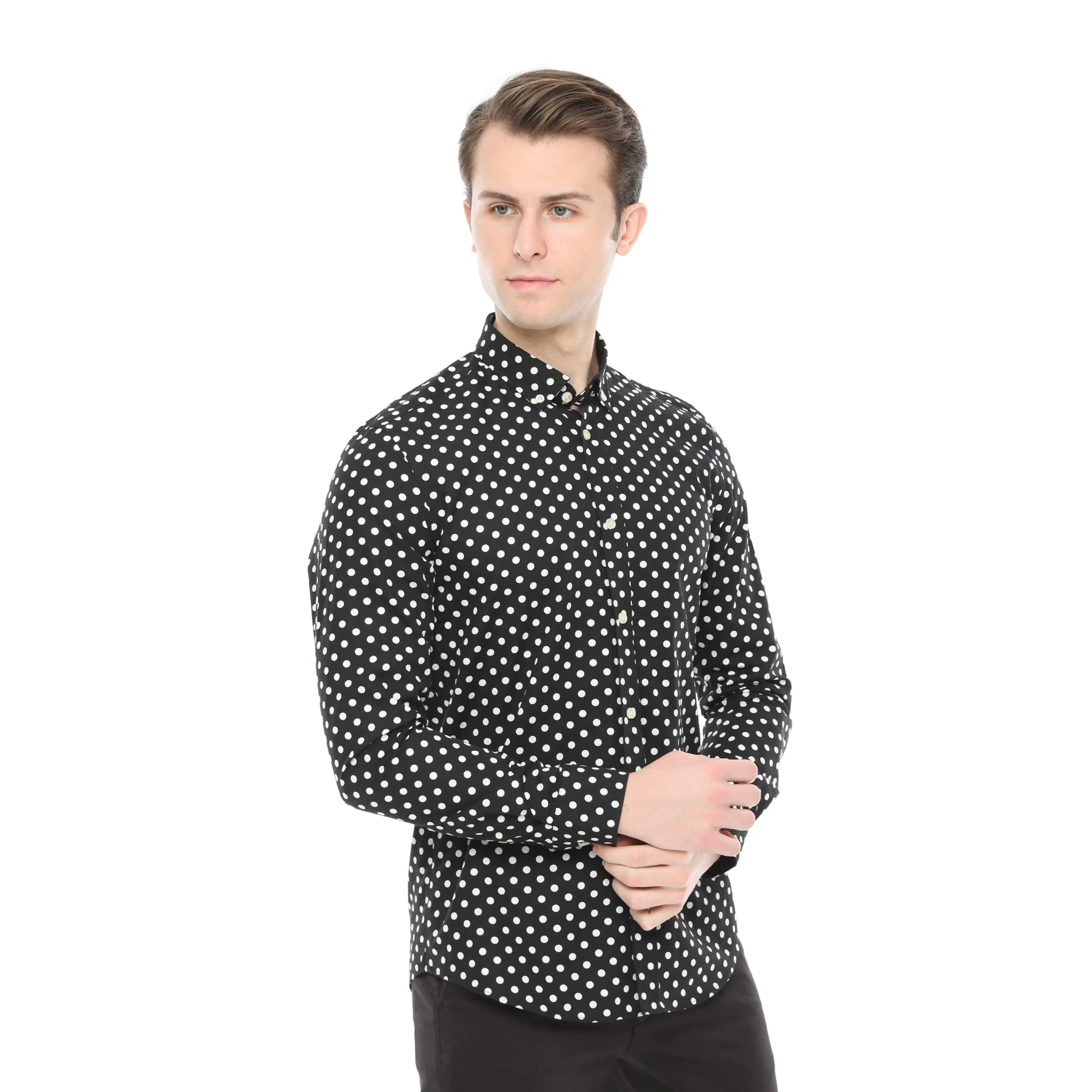 Xact Mens Polka Dot Shirt - Long Sleeved Mod Vintage