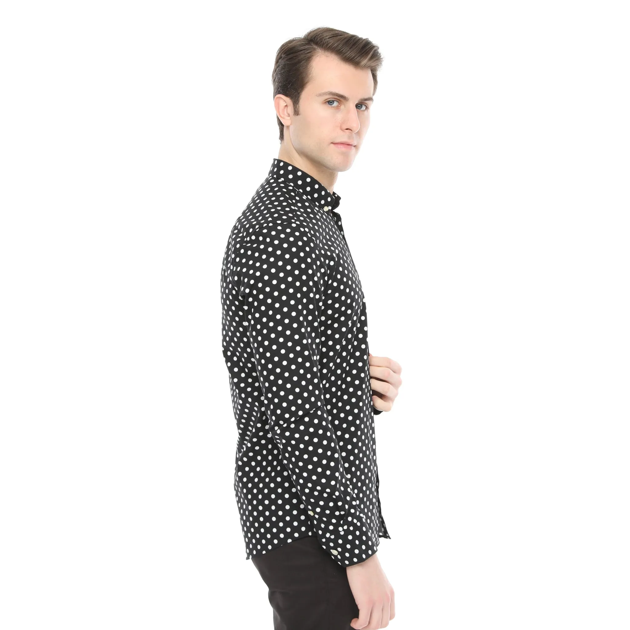 Xact Mens Polka Dot Shirt - Long Sleeved Mod Vintage