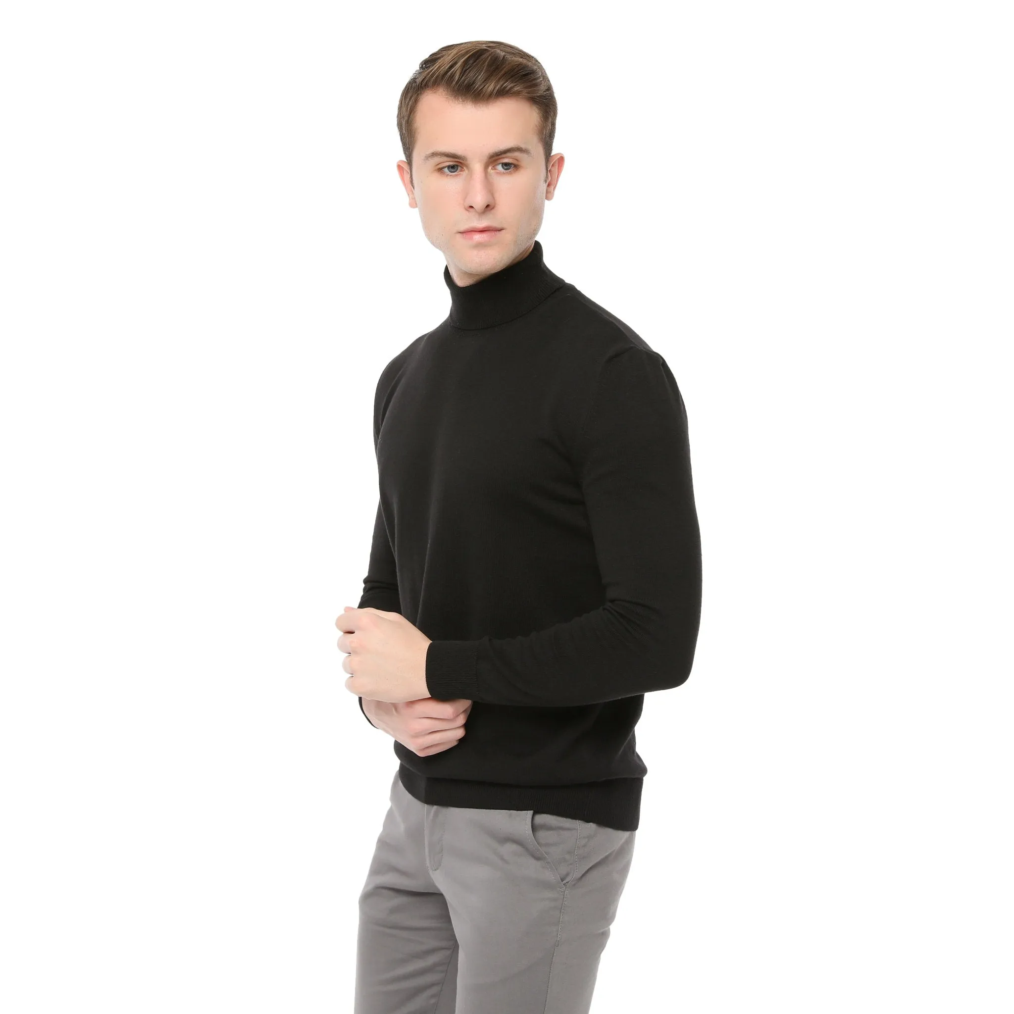 Xact Mens Roll Neck Jumper - 100% Cotton - Long Sleeved